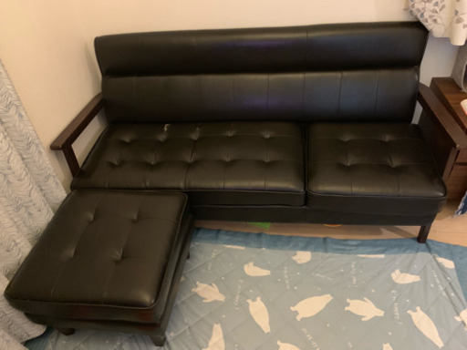 本革 3人掛けソファ オットマン付き