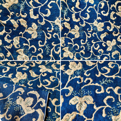 古い緞通　絨毯　ラグ　カーペット　鍋島　C　お値下げしました。 鍋島緞通（だんつう）「唐草花文」日本最古の絨毯 95㎝×191㎝ - 佐賀県