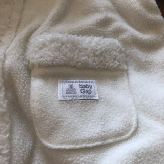 美品  GAP ギャップ 新生児用モコモコ耳付きカバーオール 白の画像