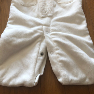 美品  GAP ギャップ 新生児用モコモコ耳付きカバーオール 白の画像
