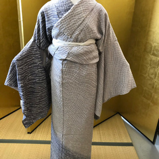 絞りの訪問着 グレー地 着物 未仕立て 新品