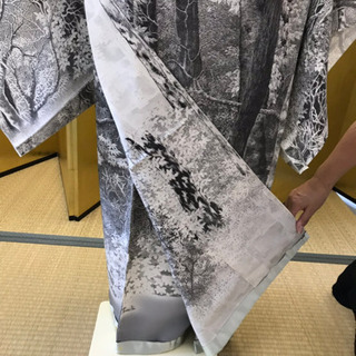 山岡古都 古都染人 水墨画訪問着 「日本風景 白樺」新品 未仕立ての画像