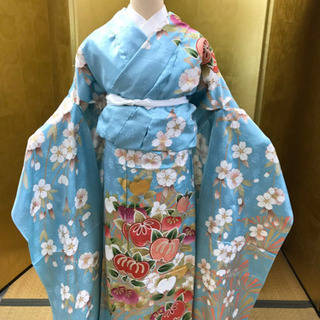 水色地 橘文様 振袖 未仕立て 新品の画像