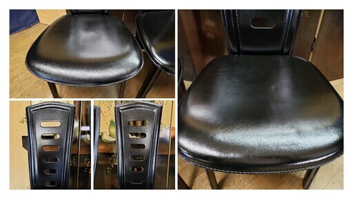 【Ｉ24 美品 本革 ハイバック ダイニングチェア2脚セット】