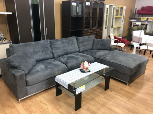 【リサイクルサービス八光　田上店　配達・設置OK】グレー　3人掛けコーナーソファ