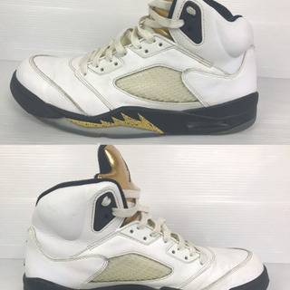 ジョーダン レトロ5 28.5cm ゴールド オリンピック 限定 スニーカー 靴の画像