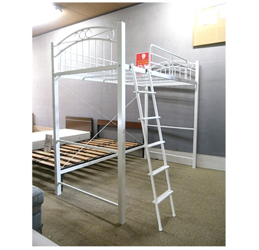 札幌【真っ白いハイベッド】寝床までの高さ147.5cm 分解可能 ホワイト 白 パイプベッド ロフトベッド システムベッド ベット 本郷通店