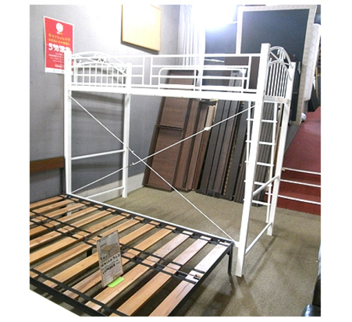 札幌【真っ白いハイベッド】寝床までの高さ147.5cm 分解可能 ホワイト 白 パイプベッド ロフトベッド システムベッド ベット 本郷通店
