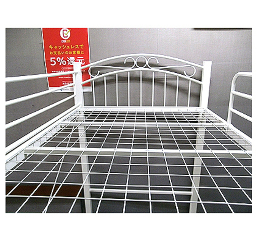 札幌【真っ白いハイベッド】寝床までの高さ147.5cm 分解可能 ホワイト 白 パイプベッド ロフトベッド システムベッド ベット 本郷通店
