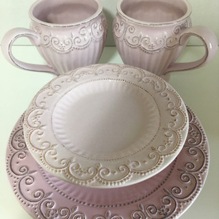 アンティーク風ティーセット (ピンク)の画像