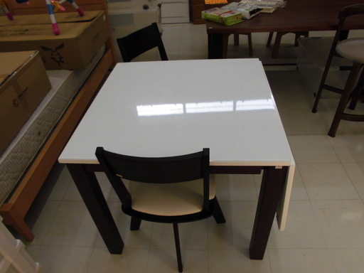 ダイニングセット 2人掛け 幅80/120×奥行80×高さ70cm エクステンション式 バタフライ式 苫小牧西店