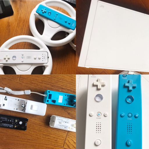 すぐに遊べる✩wii本体セット ソフト5枚 リモコン×2 ハンドル×2 非接触型充電器 家庭用ゲーム機 ゲーム 家電
