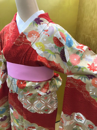 雲取り文様 本振袖 仕立て上がり 正絹長襦袢付き 新品 着物