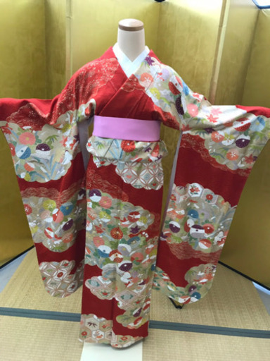 雲取り文様 本振袖 仕立て上がり 正絹長襦袢付き 新品 着物
