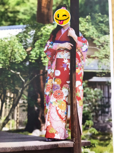 赤地 花柄 本振袖 仕立て上がり 正絹長襦袢付き 着物 新品