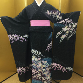 桐屋　翠山工房　辻が花　振り袖　フルセット　別誂長襦袢付　金彩　落款　77 桐屋 翠山工房 辻が花 振り袖 フルセット 別誂長襦袢付 金彩 落款 77