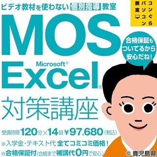 最新MOS 365 Excel（MOS2021）資格対策講座120分×14回 97,680円(税込) ★ビデオを使わない個別指導 ★学生さんはお得なMOS受験料割引キャンペーン中！合格保証付の画像