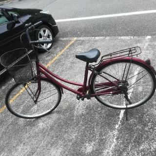 自転車　ワイン色　２６インチの画像