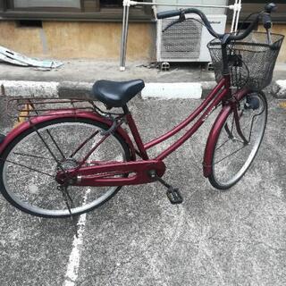 自転車　ワイン色　２６インチ