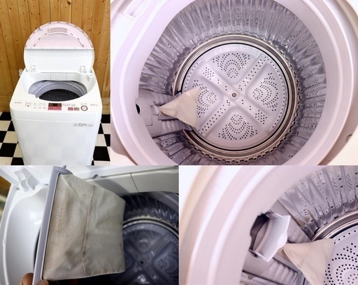 配達込み　全自動洗濯機　SHARP　ES-GE6A-P　6.0kg　2017年製　ピンクカラー　住まい　生活家電
