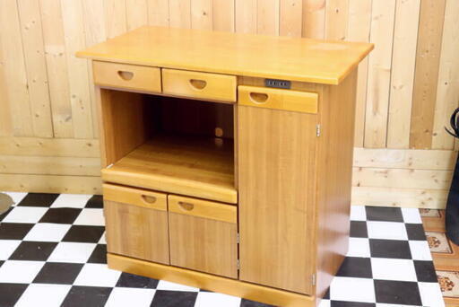 コンパクトキッチンレンジボード　キッチン収納　パイン系　軽量　レンジ台　895×470×815　住まい　キッチン
