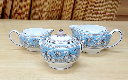 未使用 ウェッジウッド フロレンティーン ターコイズ 3点セット クリーマー×2/シュガーポット  Florentine Turquoise
