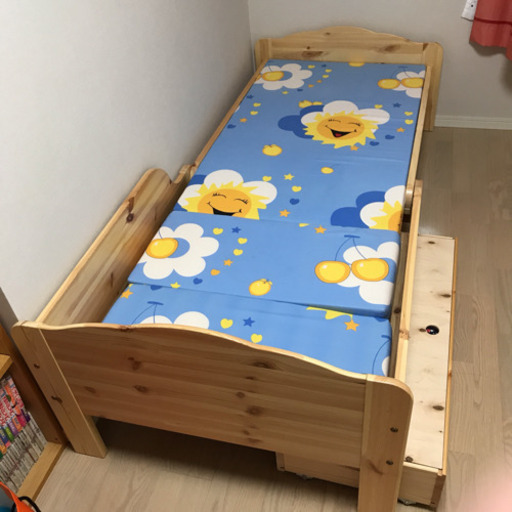 値下げ交渉もOK 北欧フィンランド産パイン材製 すのこベッド （ベビーベッド～子供用までサイズ調整可）＋ 専用マットレス