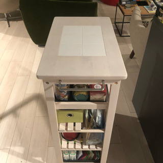 キッチンワゴン タイル天板 木製 ホワイト