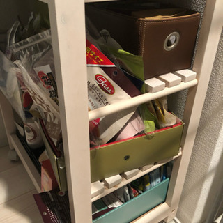 キッチンワゴン タイル天板 木製 ホワイトの画像