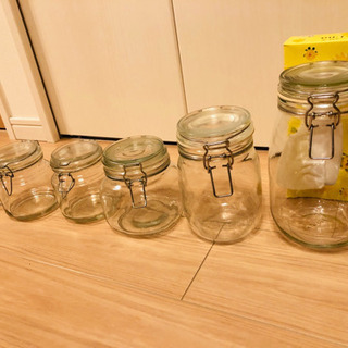 蓋つきガラス容器☆コルケン5点セット