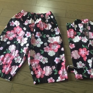 桜柄のじんべえ（手づくり）上下   （オマケ付）の画像