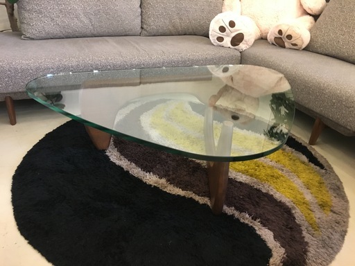 ノグチテーブル リプロダクト品 センターテーブル ガラス天板 茶 中古品