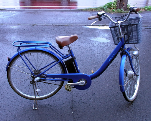 南12条店 自転車 26インチ 電動アシスト TASKAL 3段切替 前かご付き ブルー系