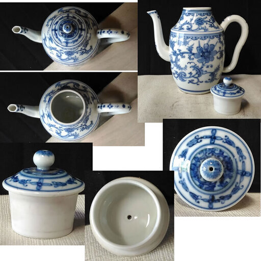 c208 平安春峰 水注 染付 花唐草紋 仙盞瓶(せんさんびん) 水差し 水指 茶道具 