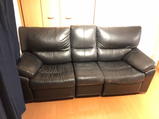 オットマン付き本革ソファー