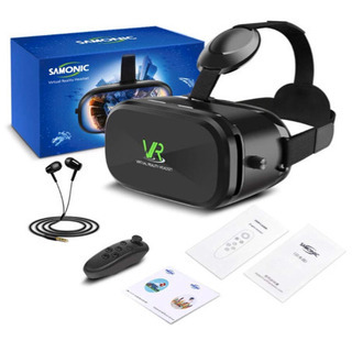 3D VRゴーグル 「イヤホン、Bluetoothコントローラ、日本語説明書付属」 (ブラック)の画像