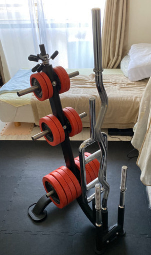 IROTECダンベルセット60kg（片手30kg）、ラック、EZバー、トライセップバー