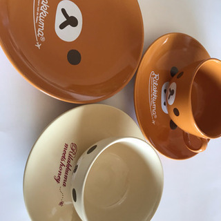 【中古】景品 リラックマ スープマグカップ2個とお皿 3枚の画像