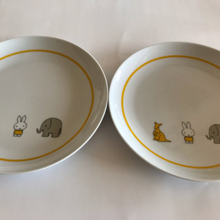 【中古】景品 ミッフィースープ皿×2枚、お皿×2枚の画像
