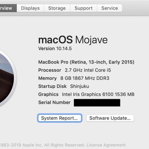 パソコン MacBook Pro 13 Early 2015, CTO US Key