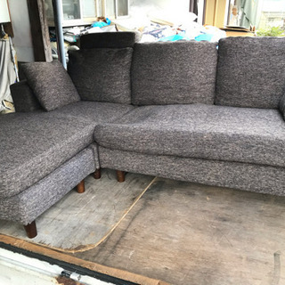 ☆取引中☆ 3人掛けソファ ブラウン系 オットマン付き ヘタリ有り