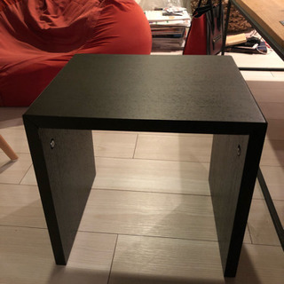 無印良品 コの字家具 サイドテーブル タモ材 ダークブラウン