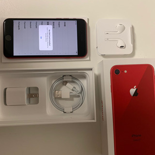 送料無料 極美品 iphone8 SIMフリー 256 レッド RED 付属品未使用 アップルケア+20年6月まで有ります 外箱付き ボタン派の方への画像
