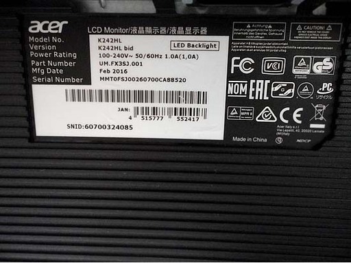 Acer 液晶ディスプレイ K242HL 24インチ pcモニター 札幌市 白石区 東札幌