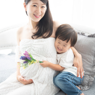 マタニティ 撮影 ドレス　の画像