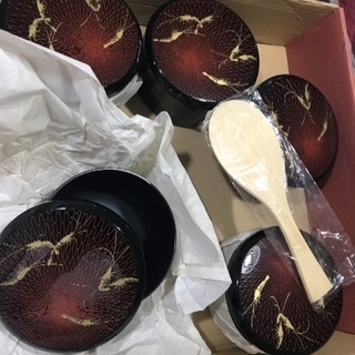 お寿司 漆器 5点としゃもじの画像