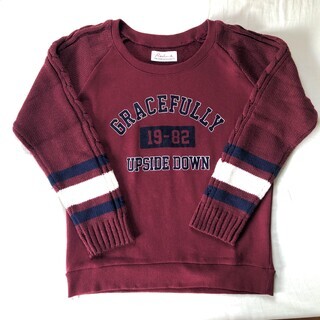  暗赤色ニットスリーブトップス