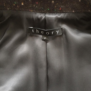 Theory セオリー 極上素材♪ シルク カシミヤ アンゴラIN ツィードデザイン 襟付き ダブル ロングコート アウター 女性 婦人の画像