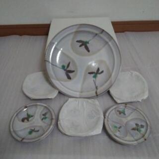 大谷焼 矢野陶苑  大皿 & 小皿 6枚セット と 創作陶器 たち吉 とたち吉 赤絵 漬物鉢の画像
