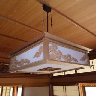 吊り下げ照明　和風　木彫り　ナショナルの画像